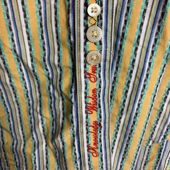 ROBERT GRAHAM  Men’s Contrast Cuff Silk Blend Button Front Striped Shirt Size M - Picture 12 of 13